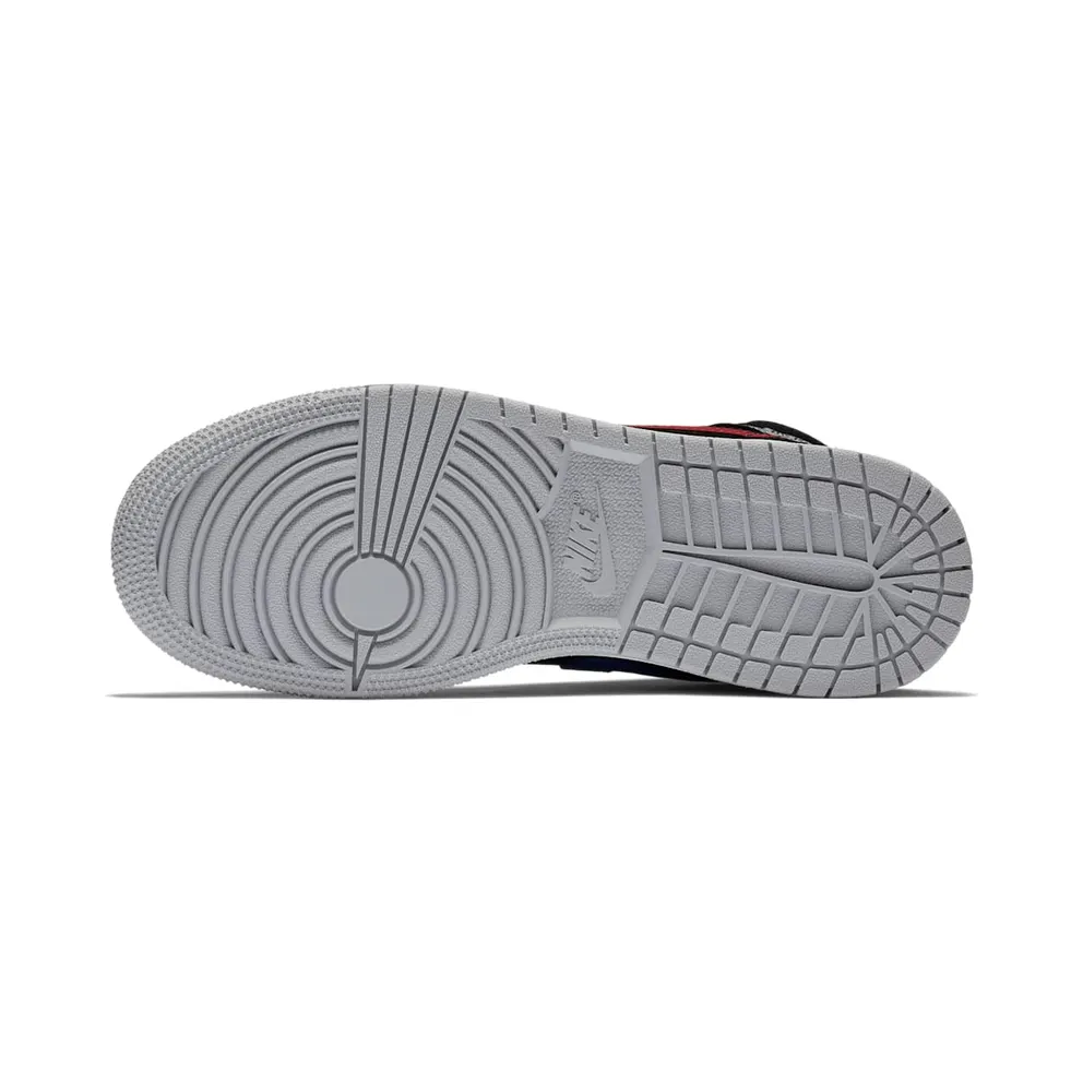 Jordan 1 Mid Multi-Color Swoosh Black (GS) Black/Varsity Red-Varsity Royal-White-Cement Grey (554725-065)