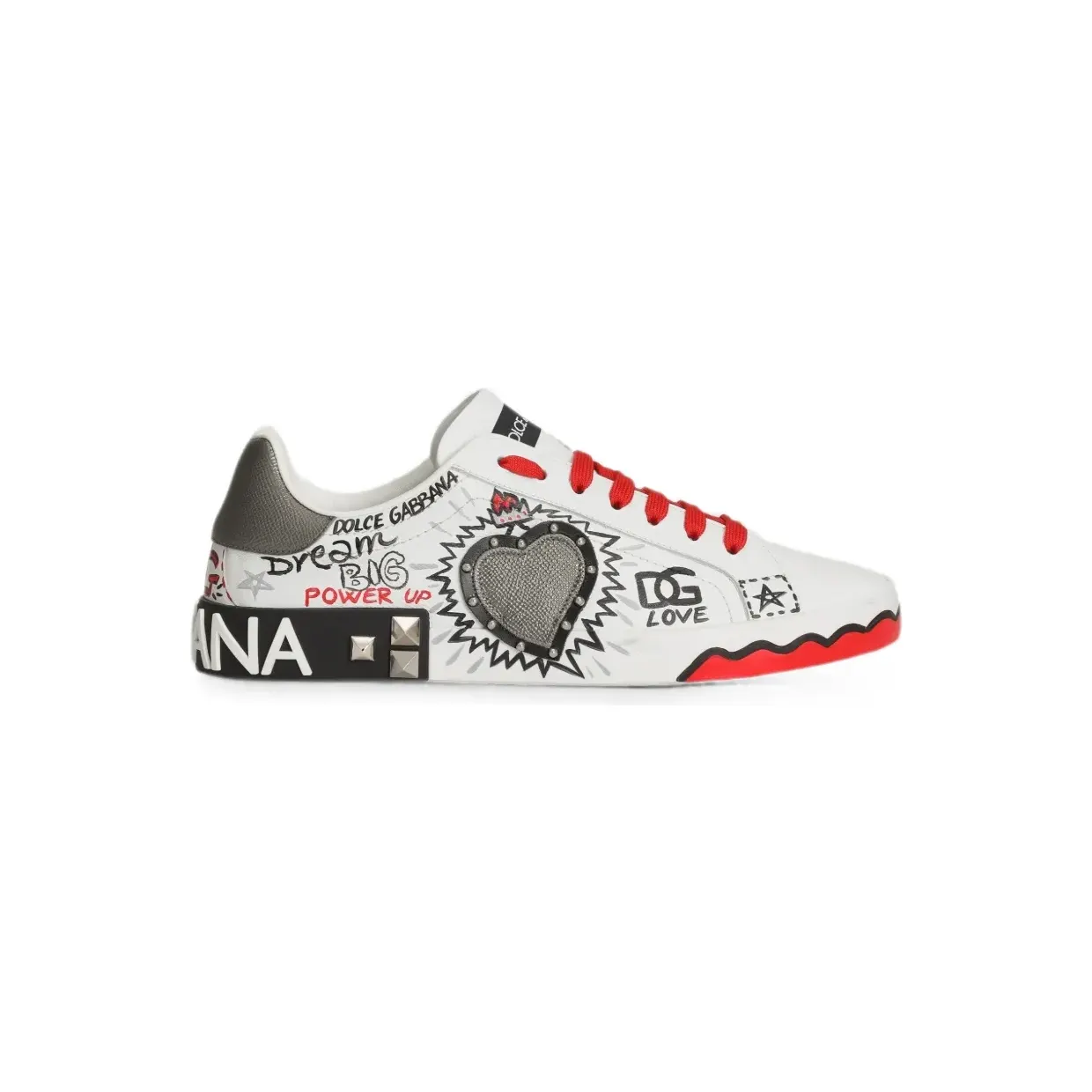 Dolce & Gabbana Dolce & Gabbana Portofino verfraaide low-top met hartpatch “White” (CS2466A0986)