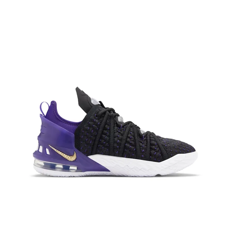 Nike LeBron 18 GS ‘Lakers’ Black/Metallic Gold/Court Purple/White (CW2760-004)