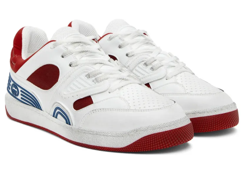 Gucci Red & White Basket Sneakers (697882 2SHJ0) (4)