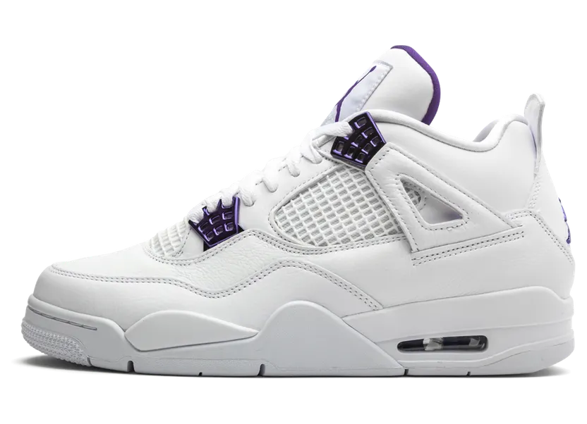 Air Jordan 4 Retro’Purple Metallic’ GS White/Metallic Silver/Court Purple (408452-115)