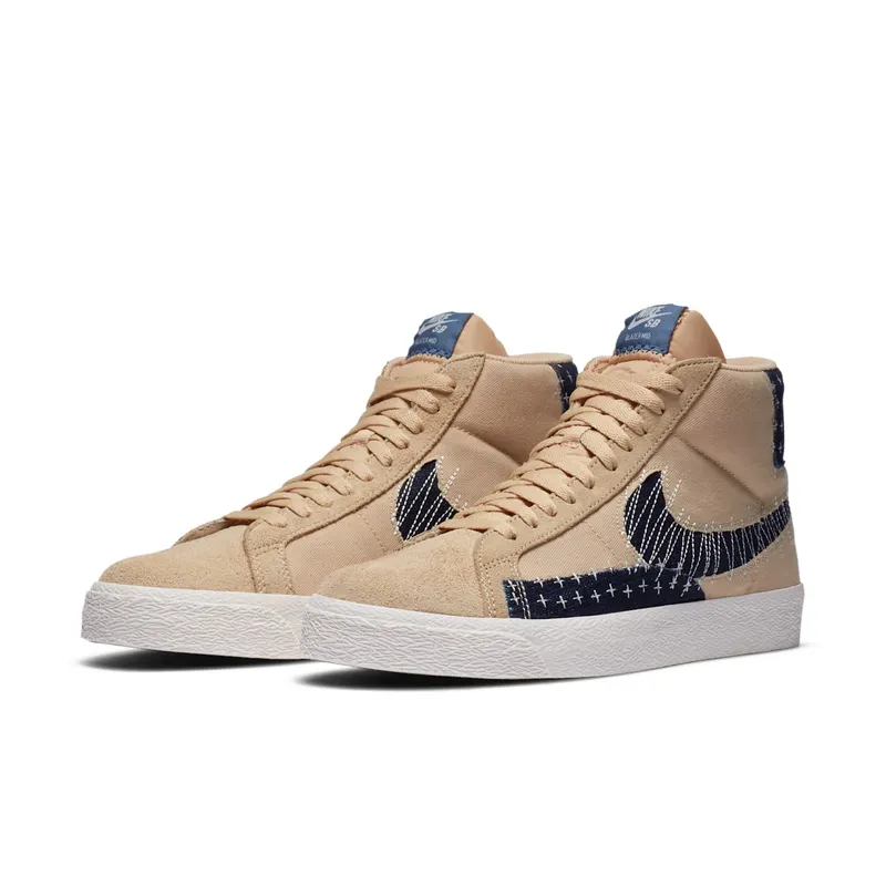 Nike SB Zoom Blazer Mid Sashiko Sesame Sesame/Mystic Navy-Sail-Gum Light Brown (CT0715-200)