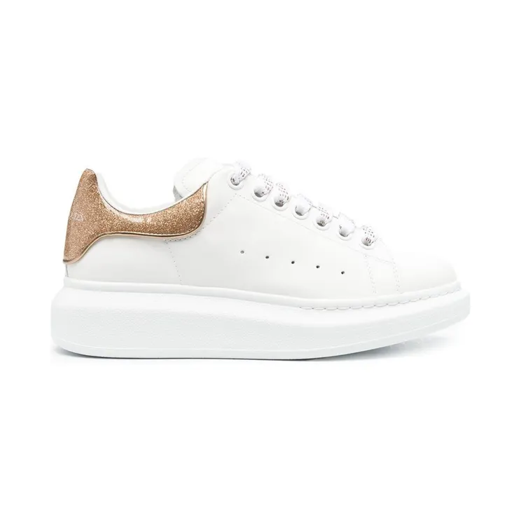 Alexander McQueen Oversized White Rose Gold Glitter (Women’s) (718239WICGJ)