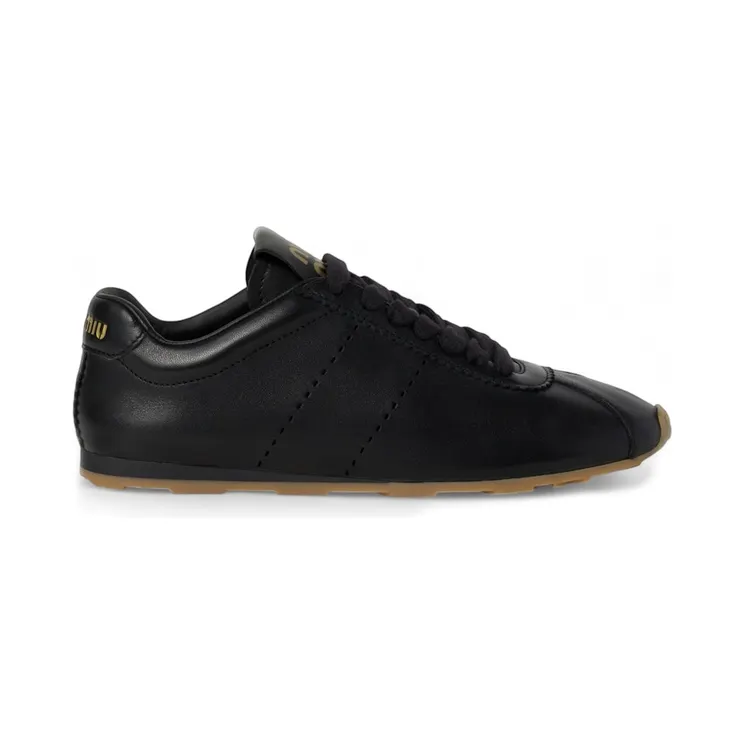 Miu Nappa Leather Plume Sneakers Black Gum (5E114E-038-F0002)