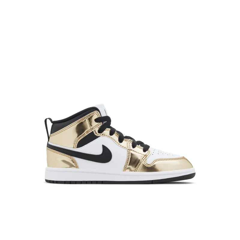 Jordan 1 Mid Metallic Gold Black White (PS) Metallic Gold/Black-White-Black (DC1422-700)