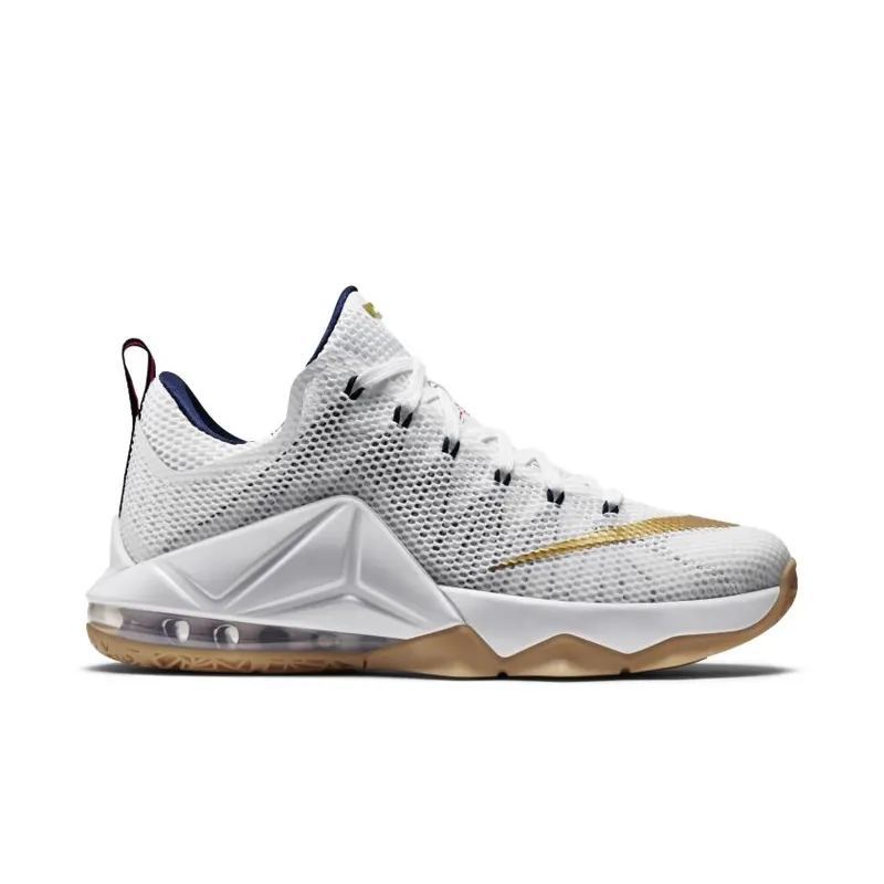 Nike LeBron 12 Low USA White/Midnight Navy/University Red-Metallic Gold (724557-174)