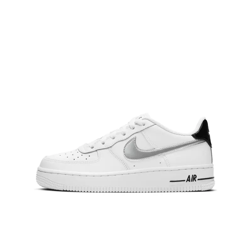 Nike Air Force 1 Low White Black Metallic Silver (GS) White/Black-Metallic Silver (CZ4206-100)