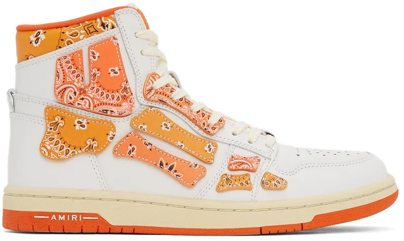 AMIRI White & Orange Skel Top Hi Bandana (PS22MFS016-665)