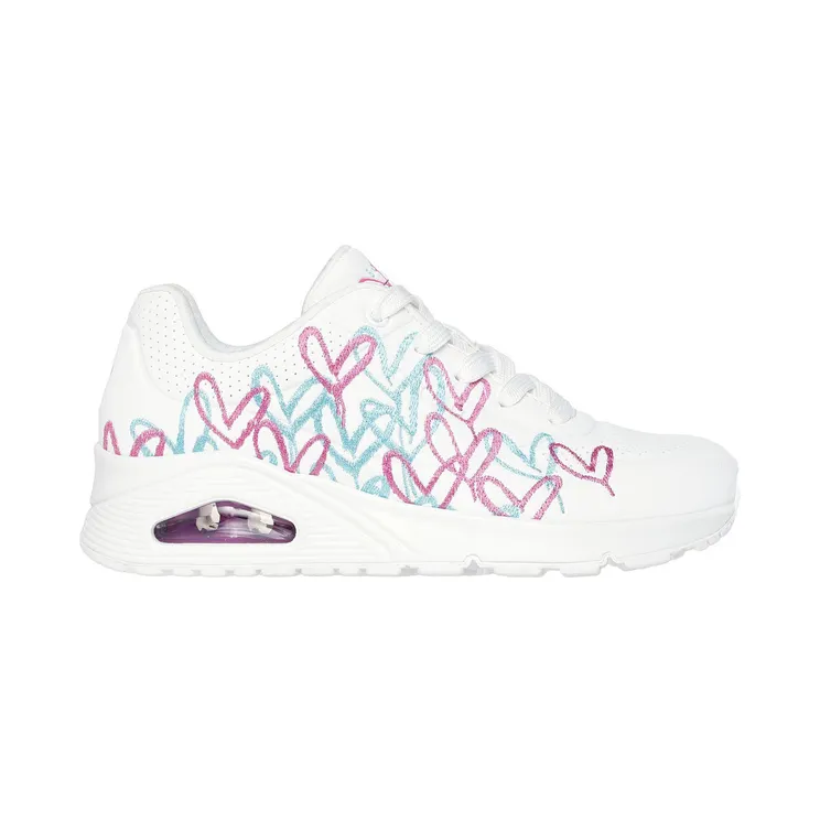 Skechers JGoldcrown: UNO – Golden Heart White/Pink Turquoise
