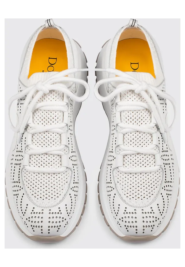 Doucal’s Perforated Leather and Crochet Knit Sneakers White (DD8898WHINPZ850SW00) (2)