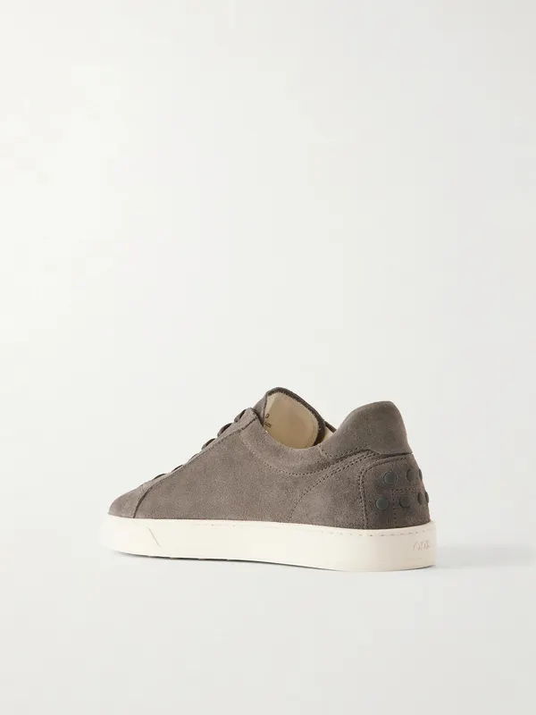 Tod’s Paneled Rubber-Trimmed Suede Sneakers Gray (XXM04L0HZ40RE0) (4)