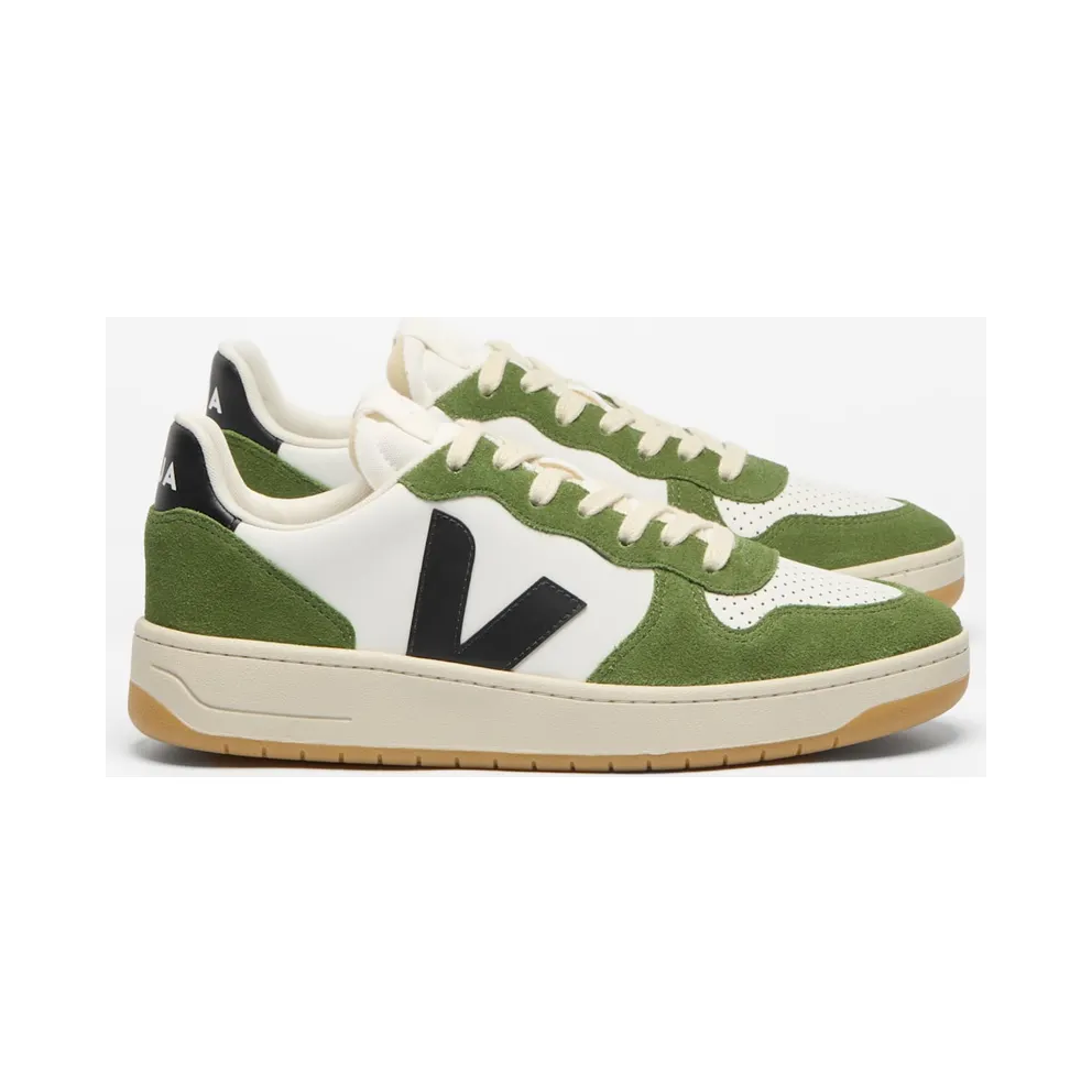 Veja V-10 White / Black / Military Green (VI0221741B)