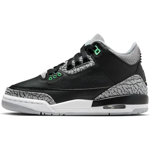 Air Jordan 3 GS “Black / Wolf Grey / White / Green Glow” (DM0967-031)