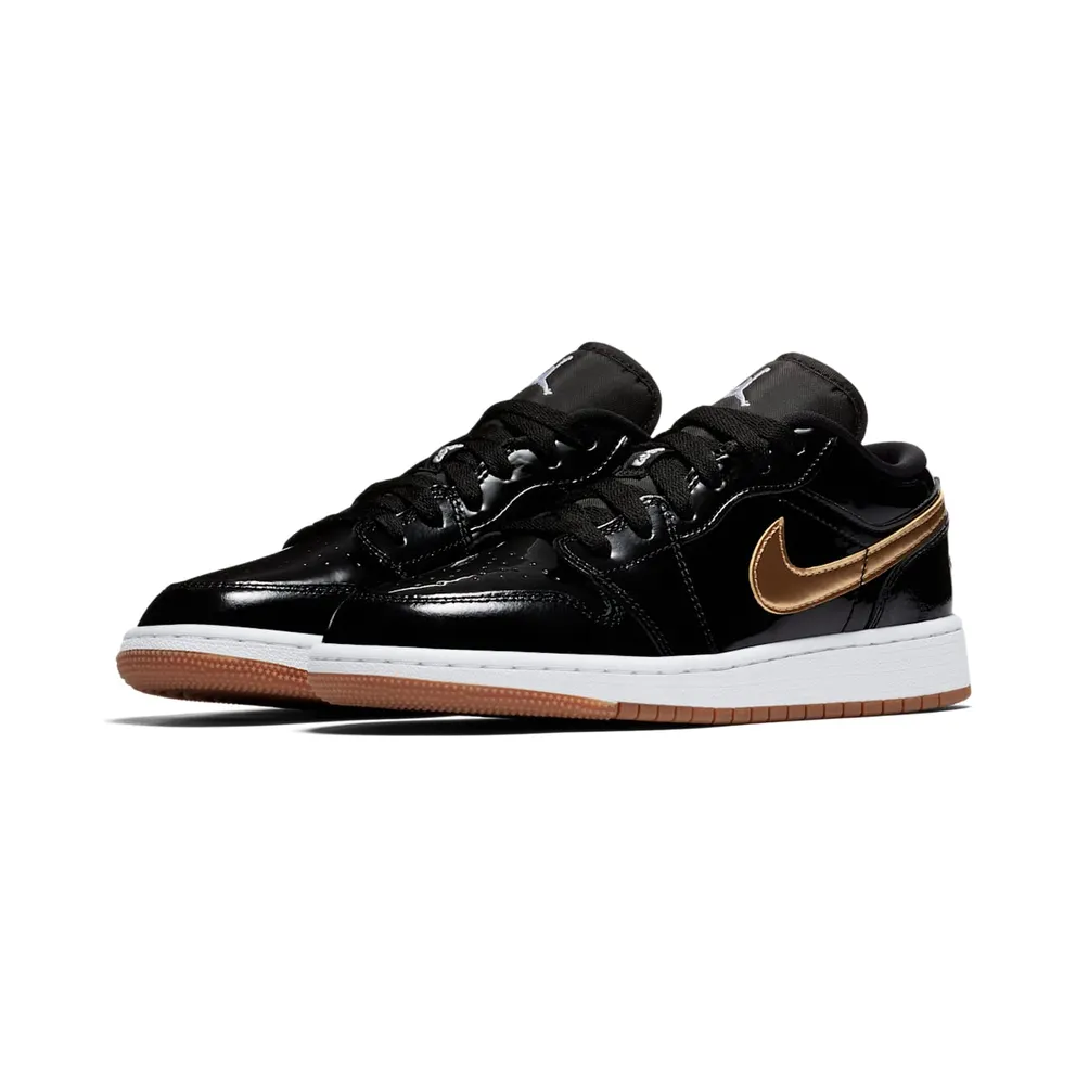 Jordan 1 Retro Low Black Gold Patent (GS) Black/Metallic Gold-White (554723-032)