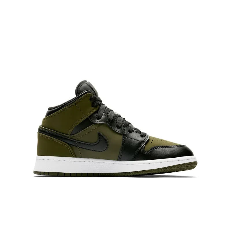 Jordan 1 Mid Olive Canvas Black (GS) Olive Canvas/Black-White (554725-301)