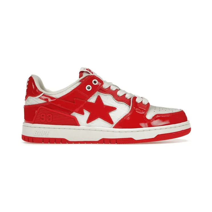 A Bathing Ape Bape SK8 Sta Red White Patent (001FWJ201003-RED)