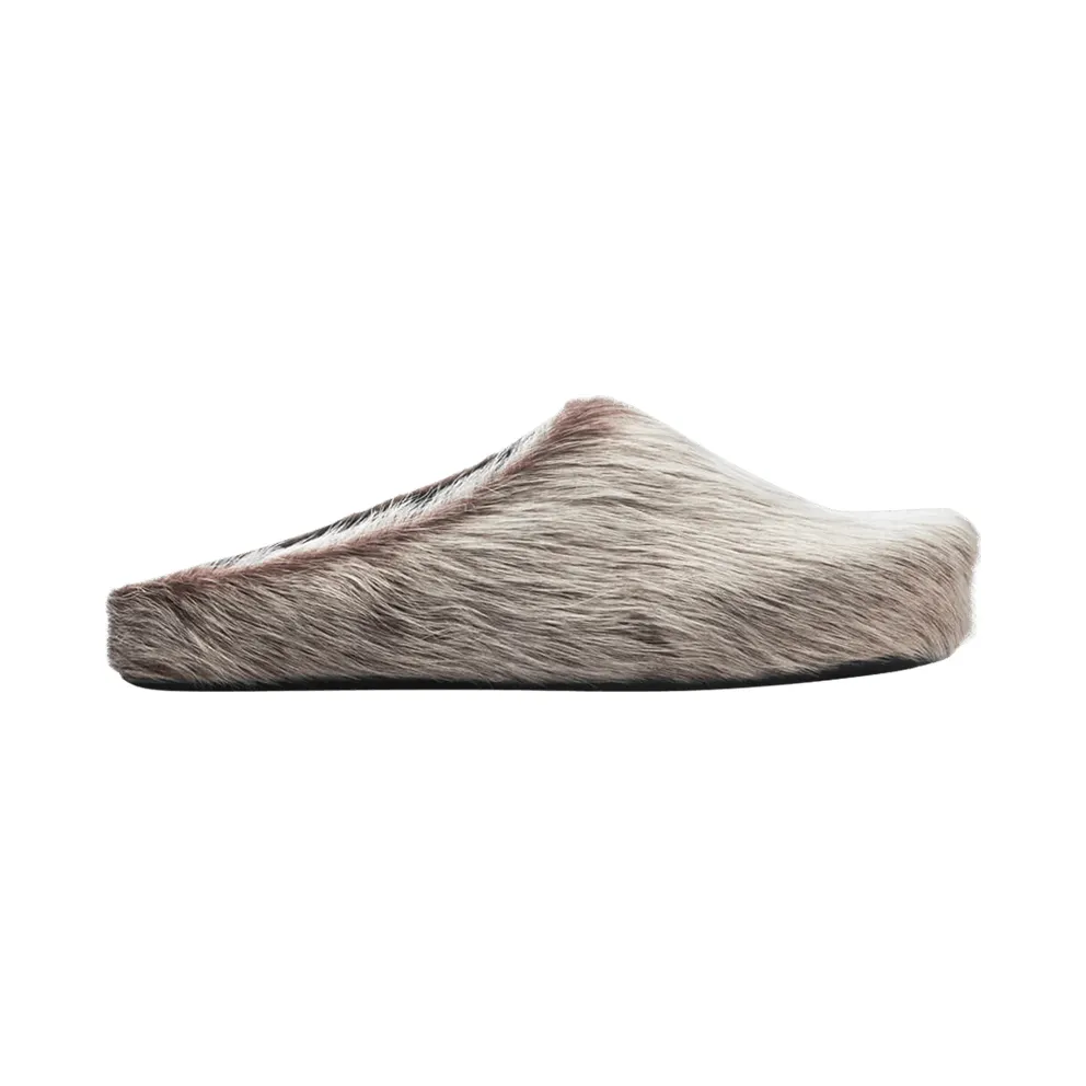 Marni Long Hair Calfskin Fussbett Sabot Mule White Beige (SBMR000600P800600W20)