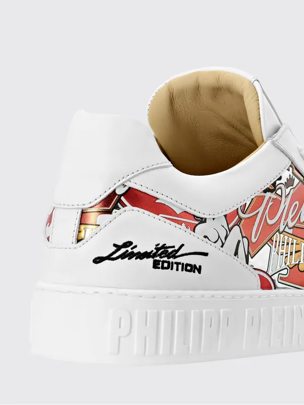 Philipp plein Notorious Leather Sneakers with Graphic Print White (AAESUSC0885PLE075N01) (3)