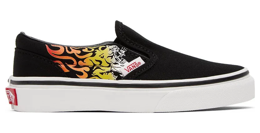 Vans Kids Black & Red Classic Slip-On Little Kids Sneakers (VN0A5KXMYHU)