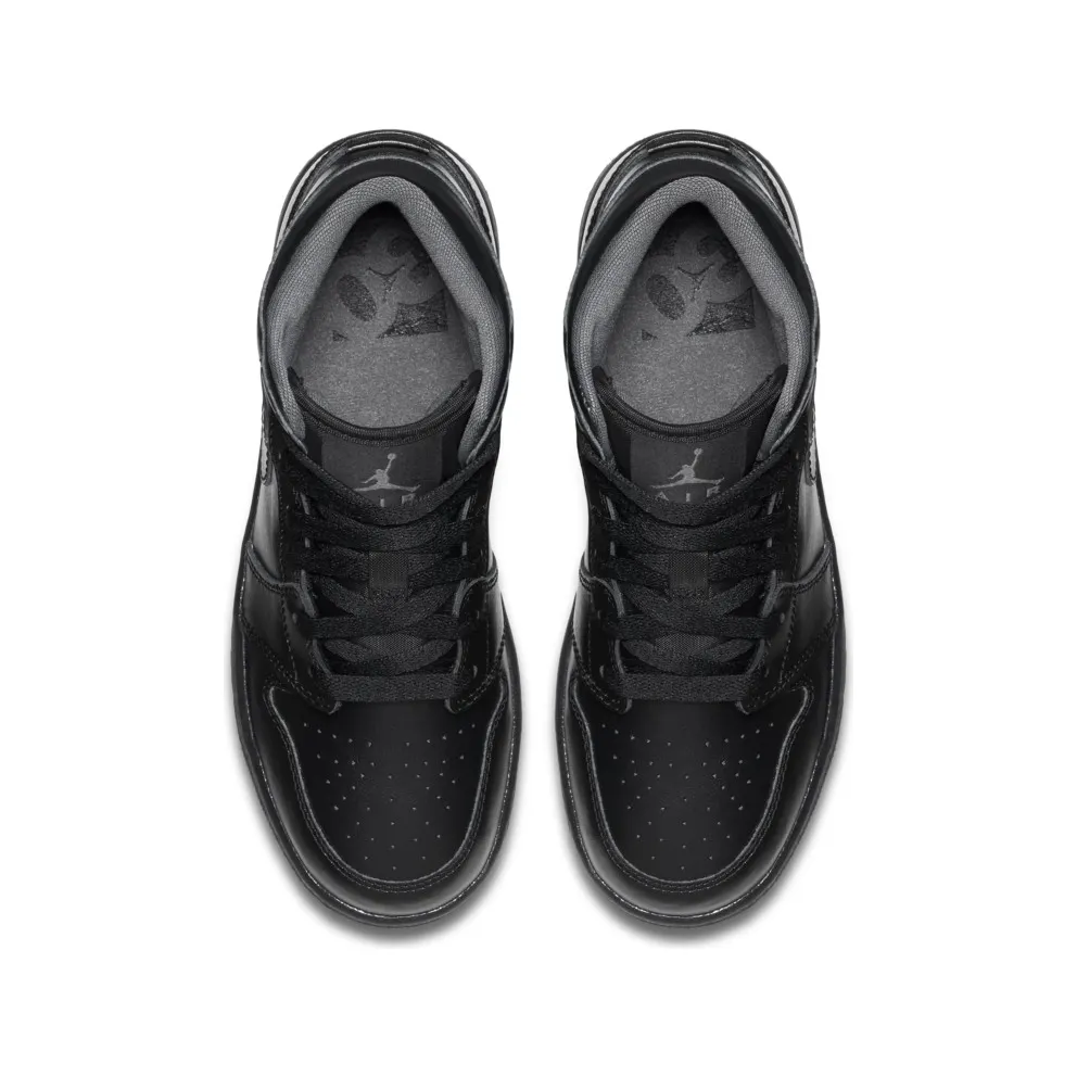 Jordan 1 Mid Black Dark Grey Outsole (GS) Black/Black-Dark Grey (554725-021)