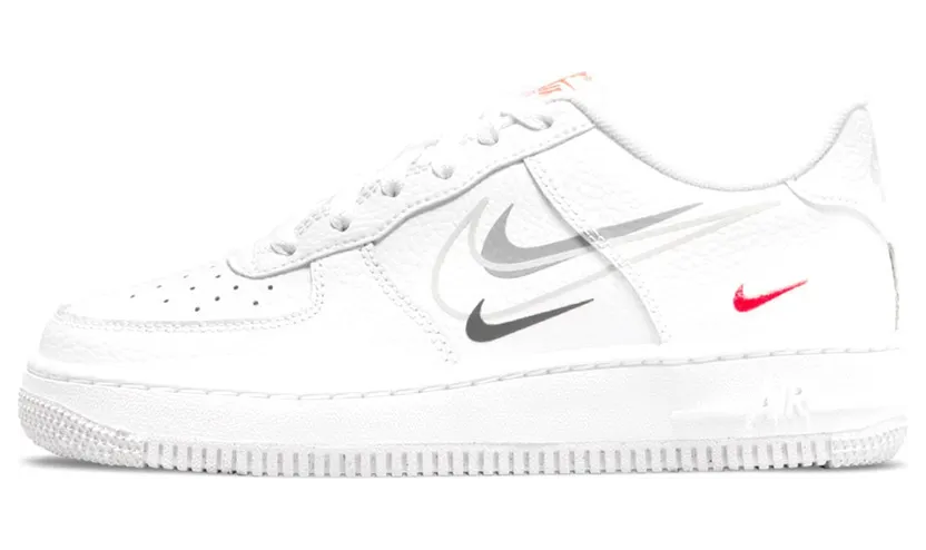Nike Air Force 1 Low Multi-Swoosh White Particle Grey Photon Dust Bright Crimson (DO6486-100)