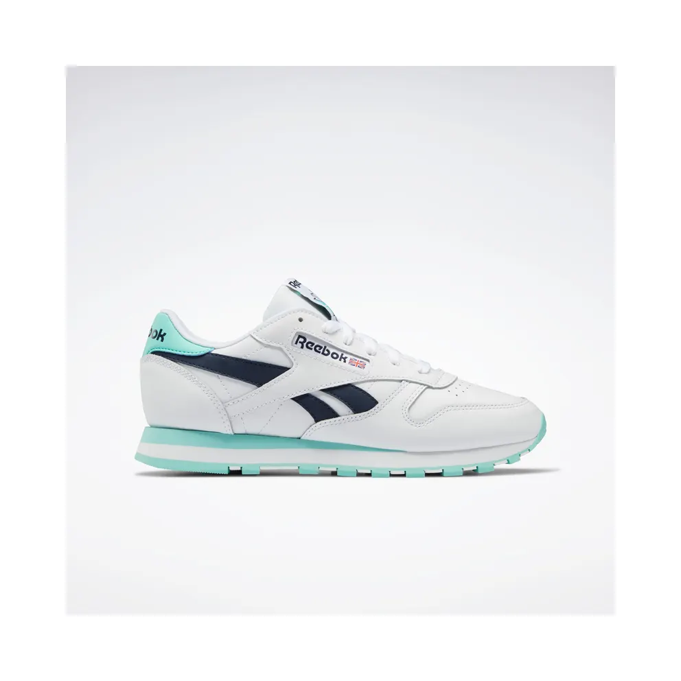 Reebok Wmns Classic Leather Footwear White / Pixel Mint / Vector Navy (G55156)
