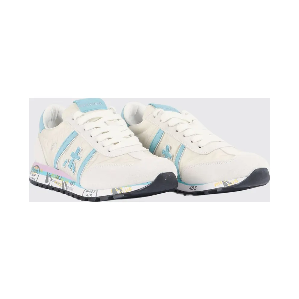 Premiata Lucy Suede And Perforated Fabric Sneakers White 1 (LUCYD8143)