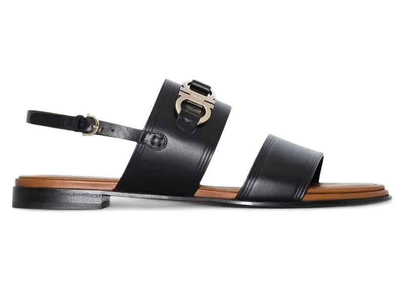 Ferragamo Gancini-Plaque Leather Sandals Black (01C932751076)