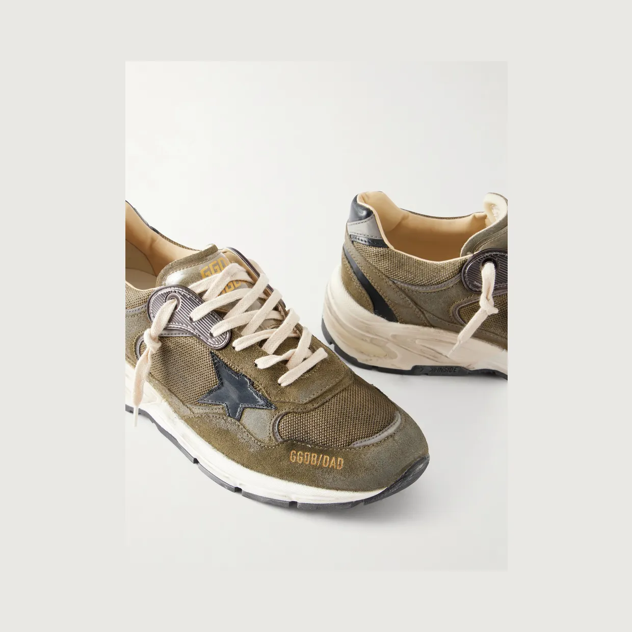 Golden Goose Running Dad Suede-Trimmed Mesh Sneakers Green (GMF00884.F005207) (5)