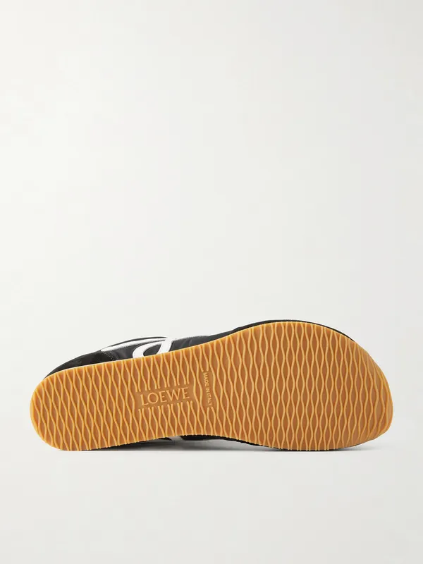Loewe Ballet Runner 2.0 Logo-Appliquéd Shell, Suede and Leather Sneakers Black (MBR2282X09) (3)