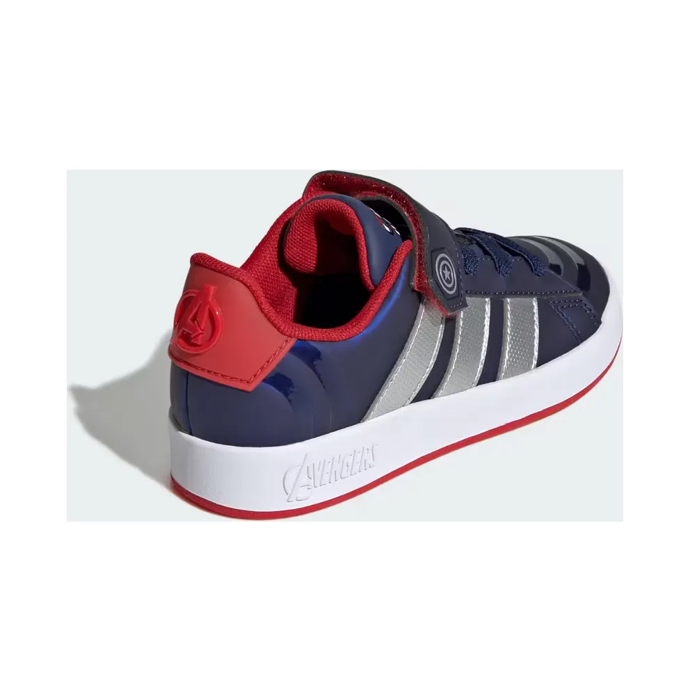 adidas Marvel Avengers Grand Court Shoes Kids “Dark Blue / Matte Silver / Better Scarlet” (HP3619)