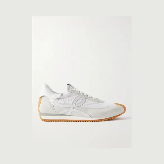 Loewe Flow Runner Leather-Trimmed Suede and Nylon Sneakers White (M816282X99)