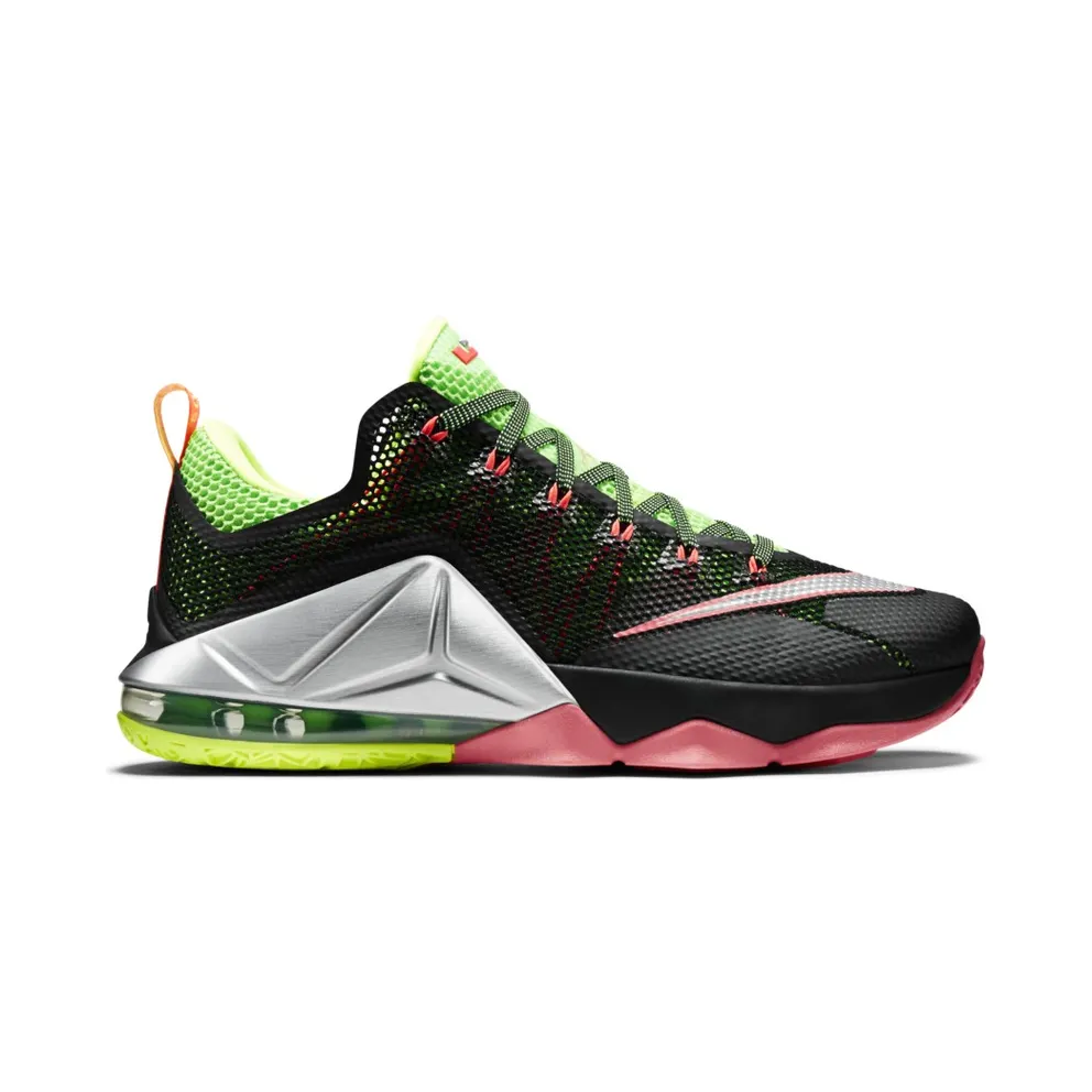 Nike LeBron 12 Low Remix Black/Metallic Silver-Green Strike-Volt-Hot Lava (724557-003)