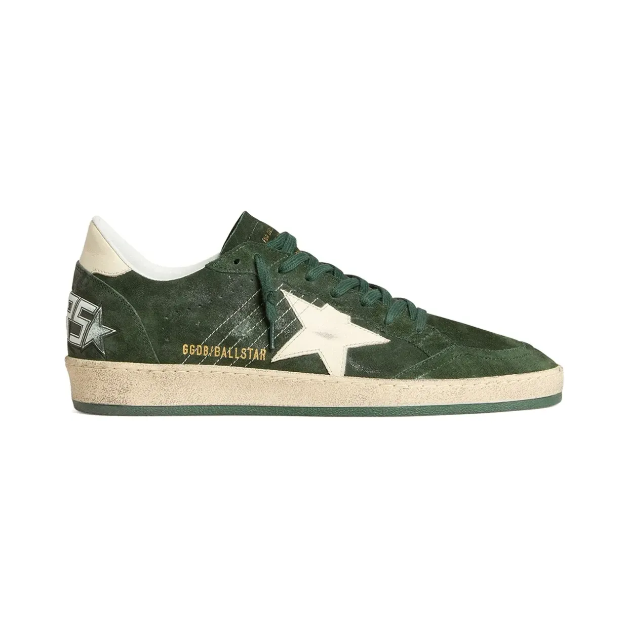 Golden Goose Ball Star aus grünem Wildleder mit weißem Lederstern und Fersenlasche (GMF00117F007204)