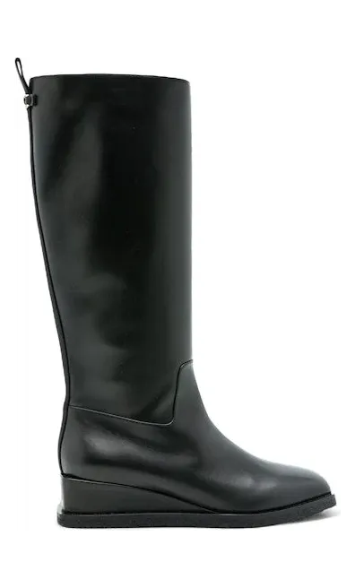 Ferragamo Wayde Leather Wedge Boots Black (01B527745350)
