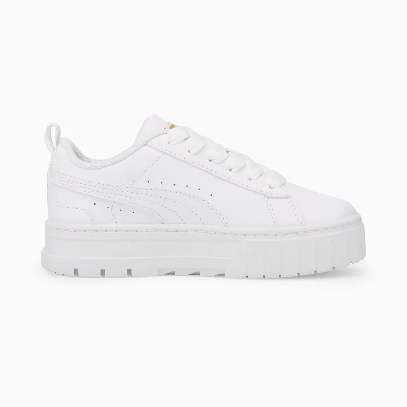 PUMA Mayze Leather Kids’ White/Gold (384528-01)