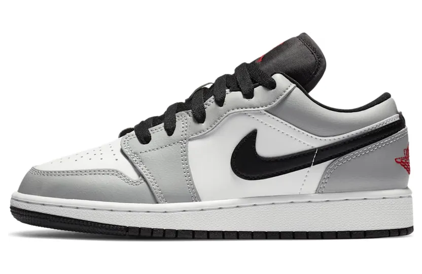Air Jordan 1 Low GS Light Smoke Grey – “Light Solar Flare Heather / White / Black / Gym Red” (553560-030)