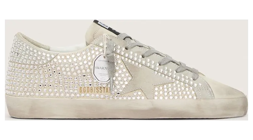 Golden Goose Super-Star In Nubuck With Swarovski Crystals And Ice-Gray Suede Star (GWF00174.F006318.10273)