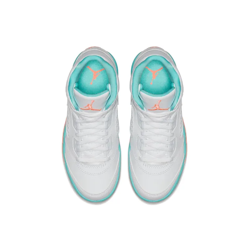 Jordan 5 Retro Light Aqua (PS) White/Crimson Pulse-Light Aqua-Black (440893-100)