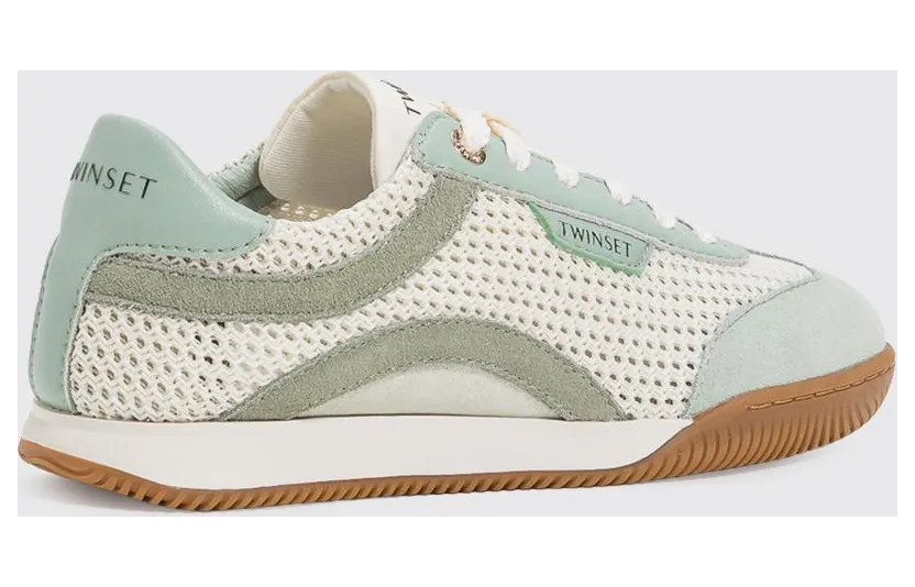Twinset Leather and Mesh Sneakers White (261TGT12A13538)