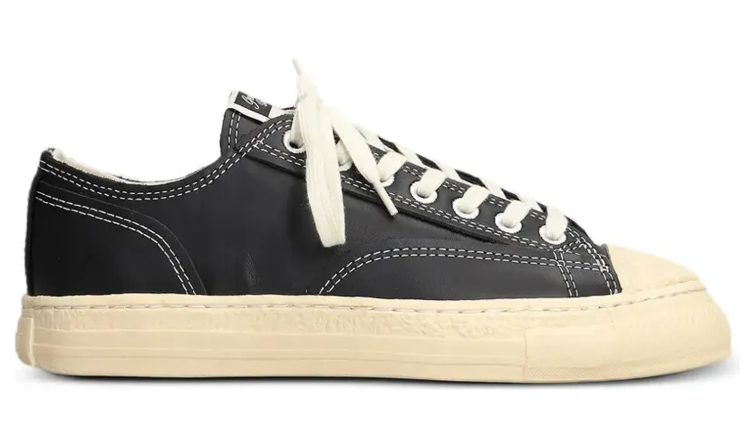 Maison Mihara Yasuhiro Roy leren met contrasterend stiksel “Black” (S16FW703)
