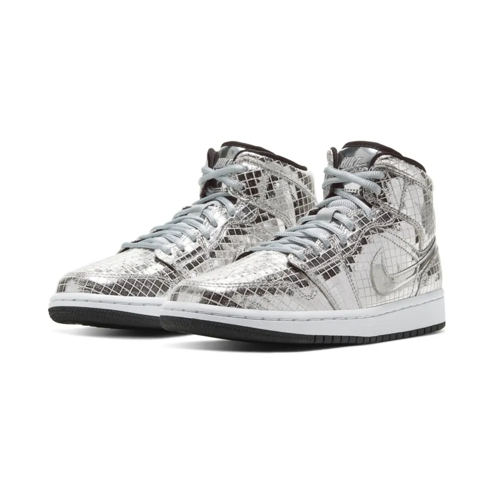 Jordan 1 Mid SE Disco Metallic Silver (W) Silver/White-Black (CU9304-001)