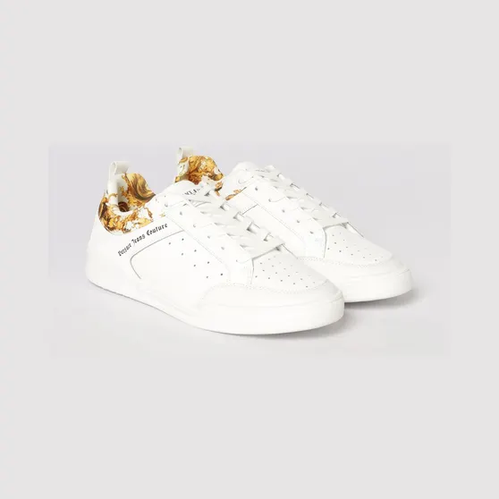 Versace Leather Sneakers with Baroque Print White (80YA3SD6ZPB85G03)