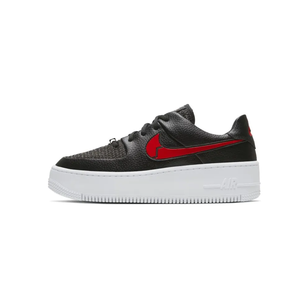 Nike Air Force 1 Sage Low Valentines Day 2020 (W) Black/Metallic Silver-University Red (CU4759-001)