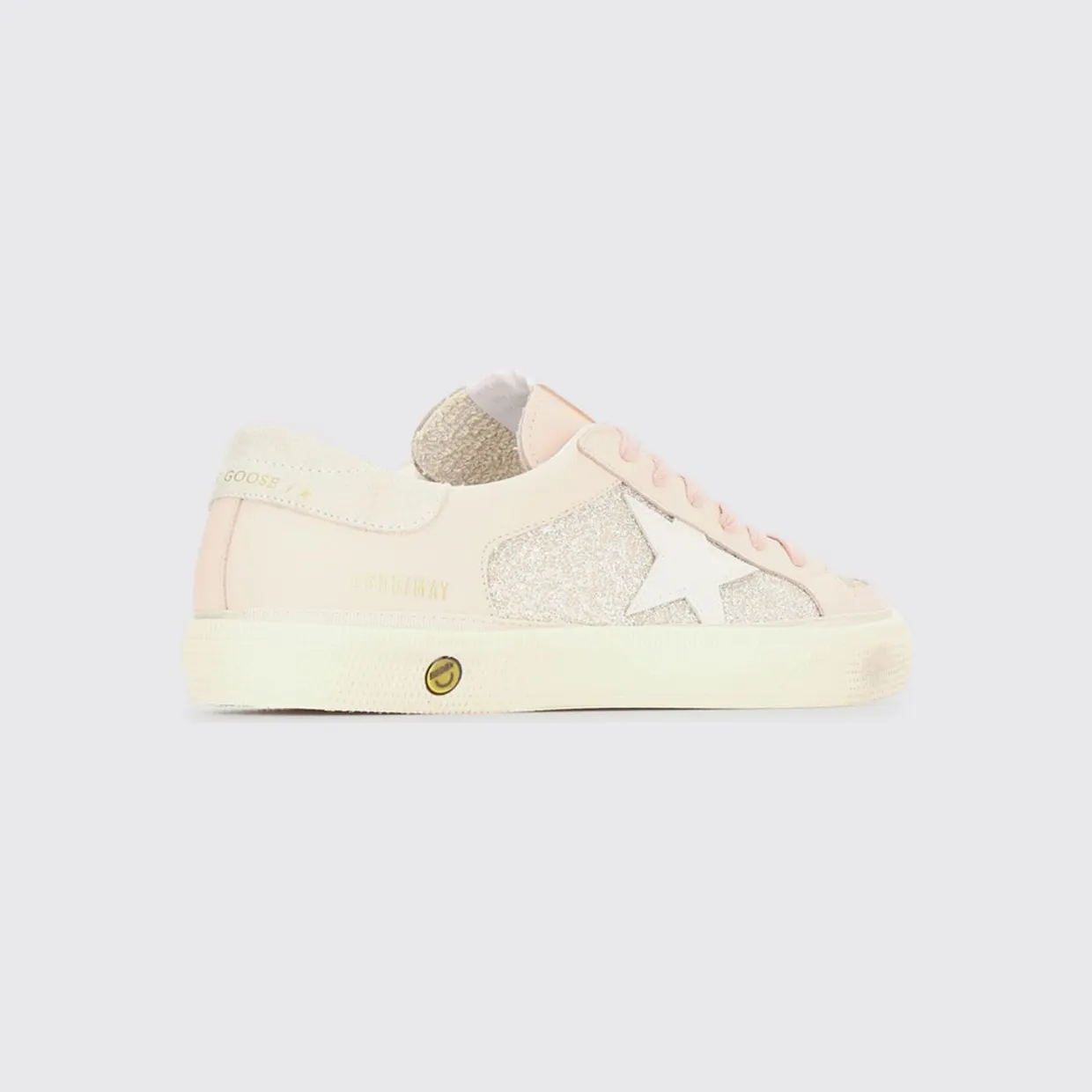 Golden goose Girls’ May Leather and Glitter Fabric Sneakers with Embroidery Pink (GTF00495F00867125818) (2)