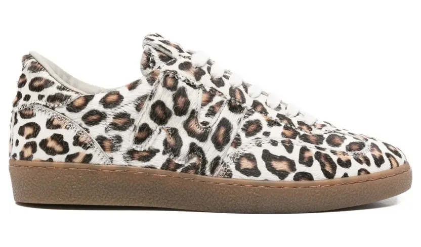MSGM Kalfsleren sneakers met luipaardprint – Beige (3941MDS02193602)