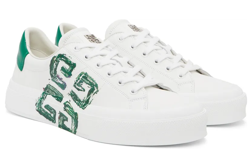 Givenchy White & Green City Sport 4G Sneakers (BH005VH16T) (4)