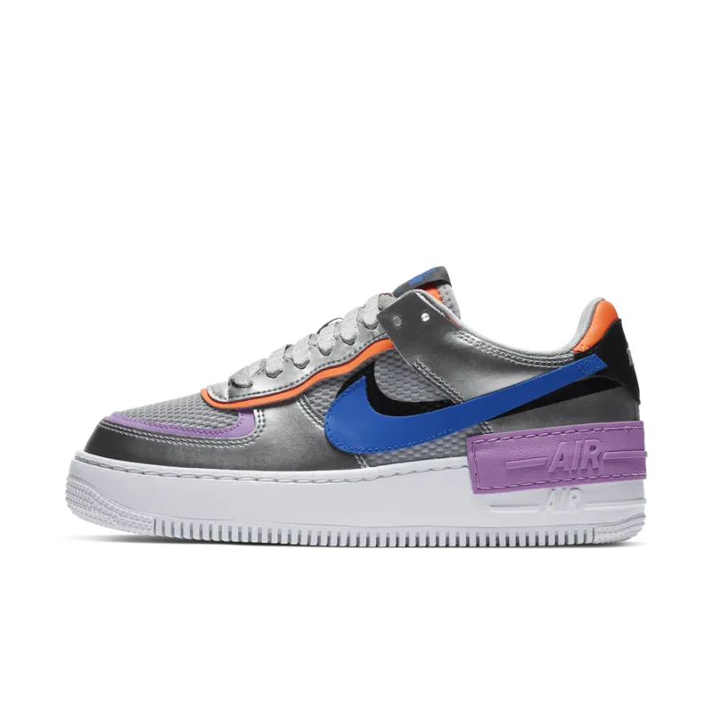Nike Air Force 1 Shadow Metallic Silver (W) Metallic Silver/Fuchsia Glow-Hyper Crimson-Racer Blue (CW6030-001)