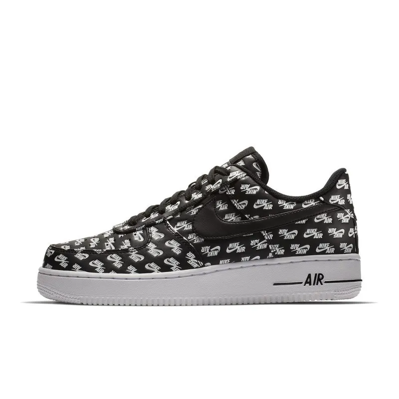 Nike Air Force 1 Low All Over Logo Black Black/Black-White (AH8462-001)