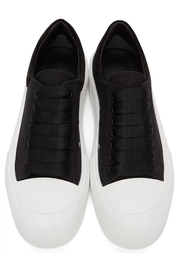 Alexander McQueen White & Blue Deck Plimsoll Sneakers (654594W4MV7) (5)